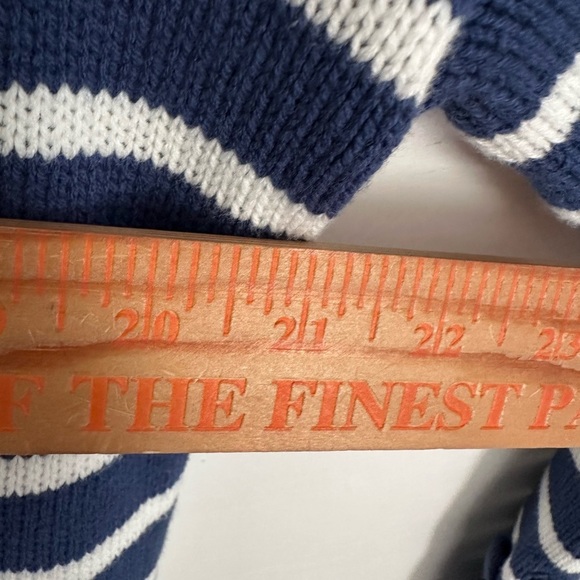 NWT KERRI ROSENTHAL knit striped embroidered font graphic V neck knit sweater M - Picture 8 of 12